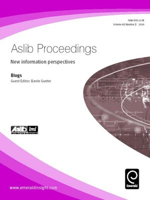cover image of Aslib Proceedings: New Information Perspectives, Volume 61, Issue 2